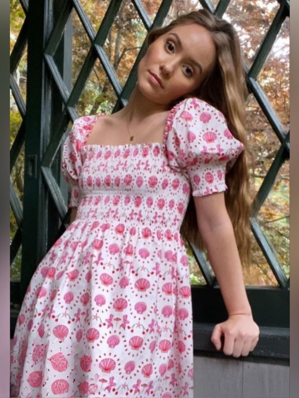 Hill House Home Athena Nap Dress Mermaid Sea Shell Print Size Small